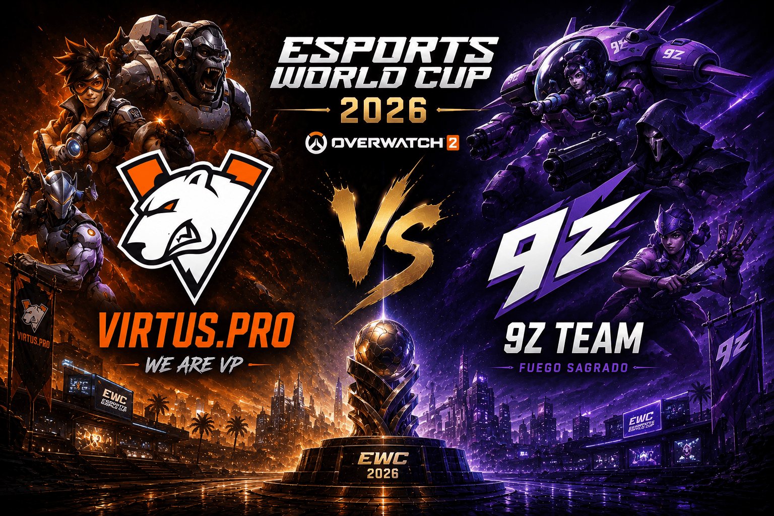 Palpite do Jogo Virtus.pro vs. 9z Team na Esports World Cup 2026 de Overwatch 2