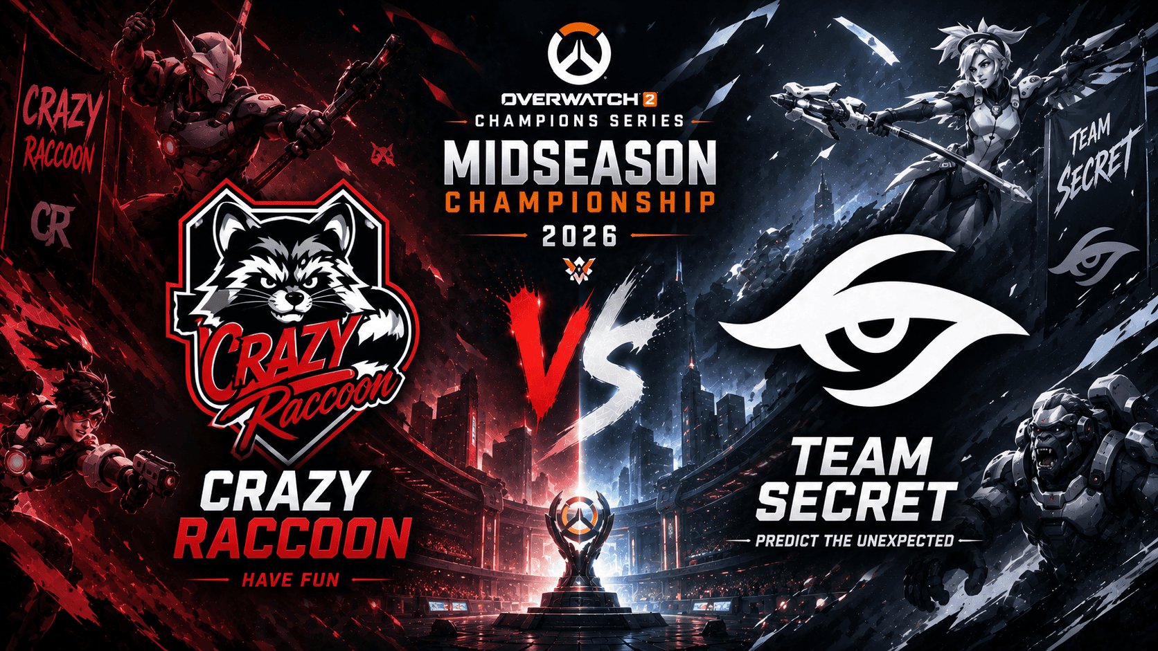 Prognose für das Spiel Crazy Raccoon vs. Team Secret bei der OWCS Midseason Championship 2026 in Overwatch 2