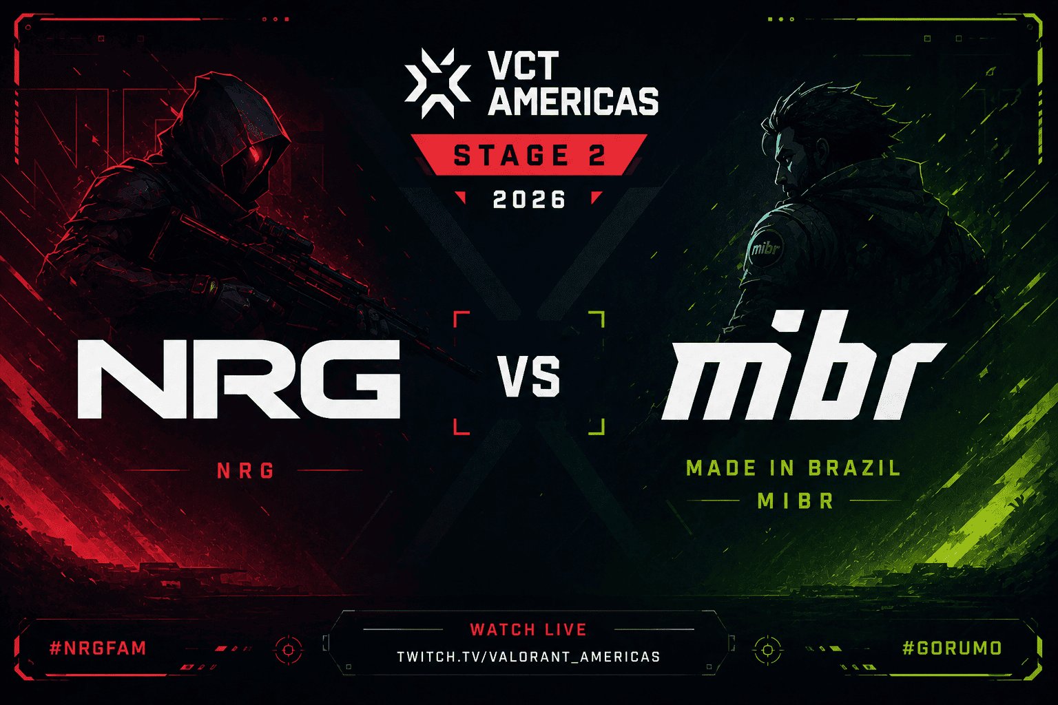 Palpite para a partida NRG vs Made in Brazil (MIBR) no VCT Americas Stage 2 2026 VALORANT