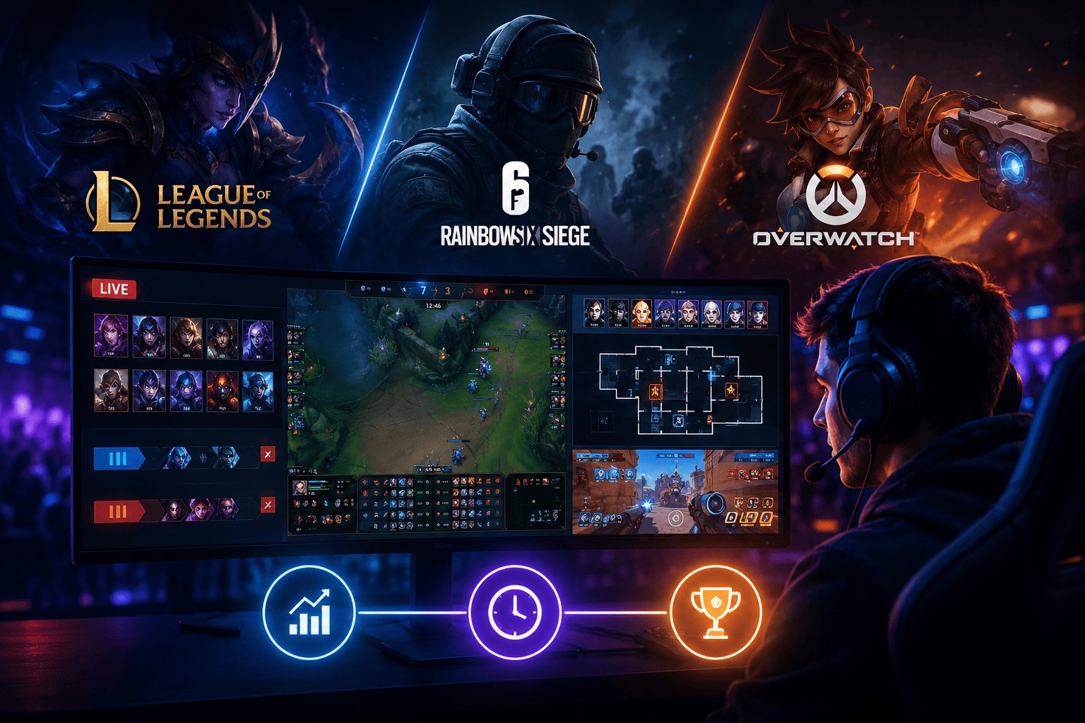 Prognósticos de esports em LIVE: como tomar decisões com base nos picks e primeiros minutos do jogo em LoL, R6 e Overwatch