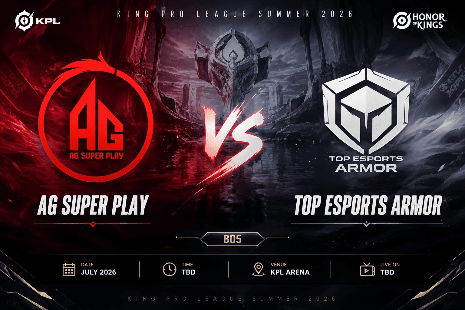 Prognose für das Spiel AG Super Play vs. TOP Esports Armor bei der King Pro League Summer 2026 in Honor of Kings