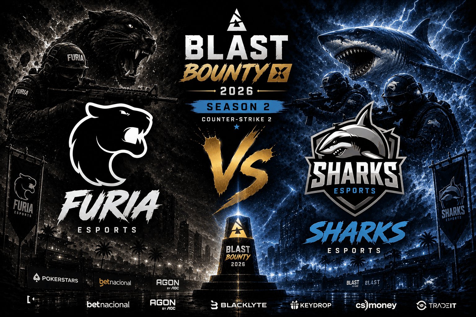 Palpite do Jogo FURIA Esports vs Sharks Esports: BLAST Bounty 2026 Season 2 no CS2